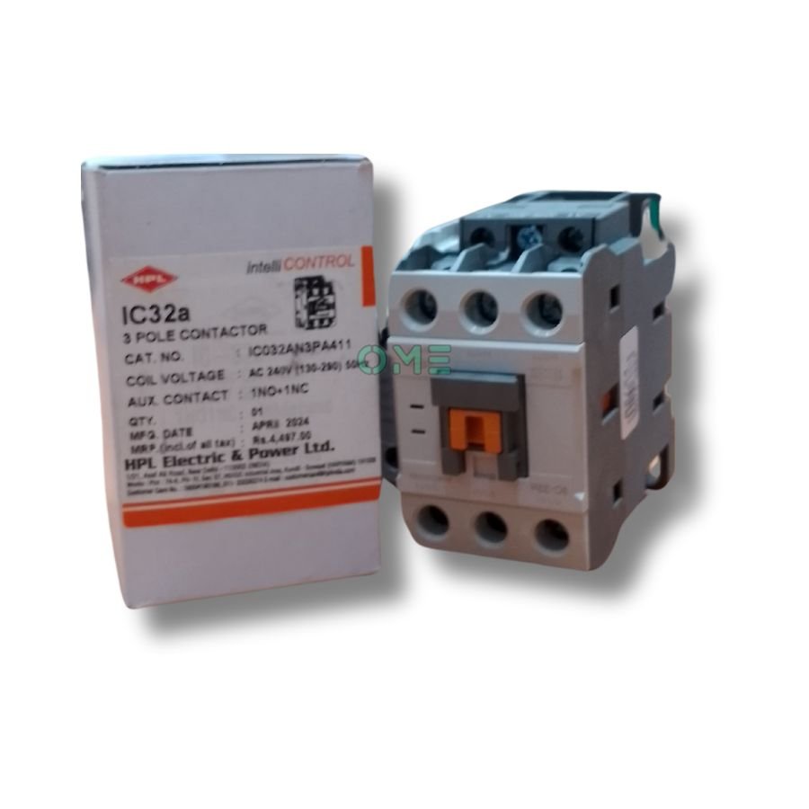 HPL_Brand_32A_3_Pole_220V_Power_Contactor_With_1NO_+1NC_Side_Add_On_Side_Block